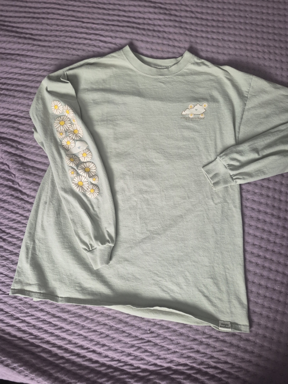 Simply Southern Kentucky Good Vibes Only Daisy Long Sleeve T-Shirt Sage Green